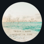 Beach Wedding Favor Stickers<br><div class="desc">Beautiful beach scene design wedding favor stickers printed with "Happily ever after" or another quote of your choice,  names and wedding date.</div>