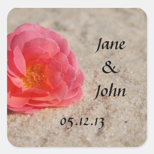 Beach Wedding Favor Stickers - Rocky Beach (Front)