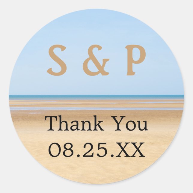 Beach Wedding Favor Thank You Personalized Sticker (Front)