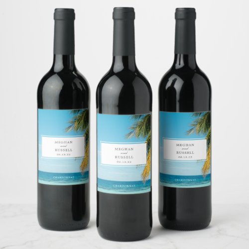 Beach Wedding Favor Wine Label