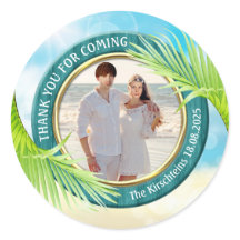 Beach Wedding Favor Your Photo Palm Leaf Tropical