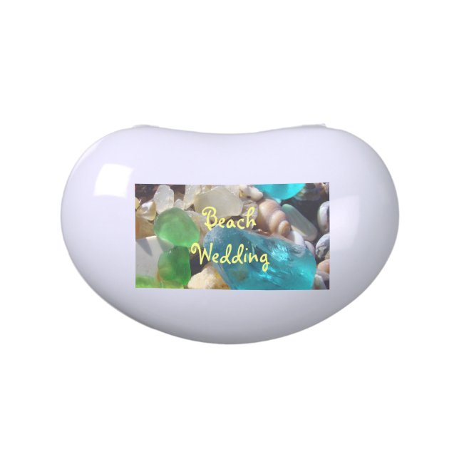 Beach Wedding favors Blue Green Sea Glass Jelly Belly Tin (Top)