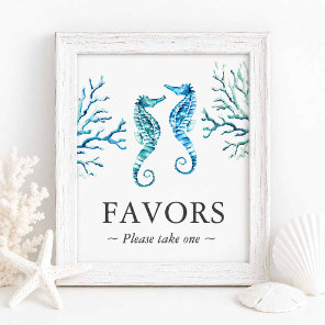 Beach Wedding Favors Sign Seahorse