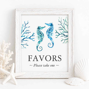 Beach Wedding Favors Sign Seahorse