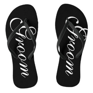 Beach wedding flip flops for groom and bride