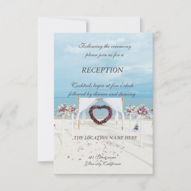Beach  Wedding Floral Arbor  Reception Invitation (Front)