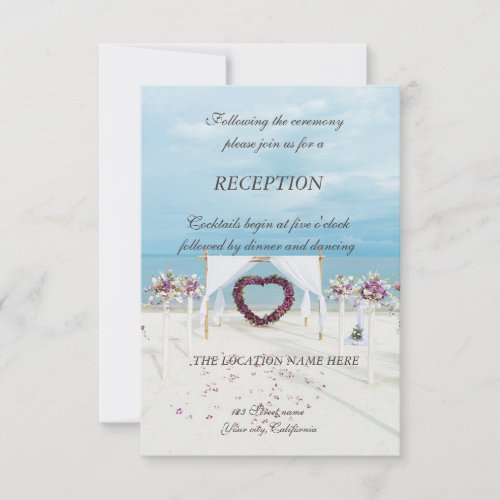 Beach  Wedding Floral Arbor  Reception Invitation