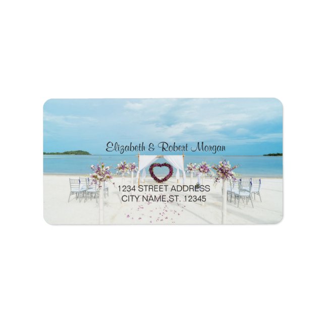 Beach Wedding Floral Arbor  Wedding Label (Front)