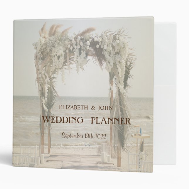 Beach Wedding Floral Arch  3 Ring Binder (Front/Inside)