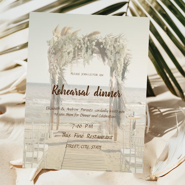 Beach Wedding Floral Arch Rehearsal Dinner  Invitation (Creator Uploaded)