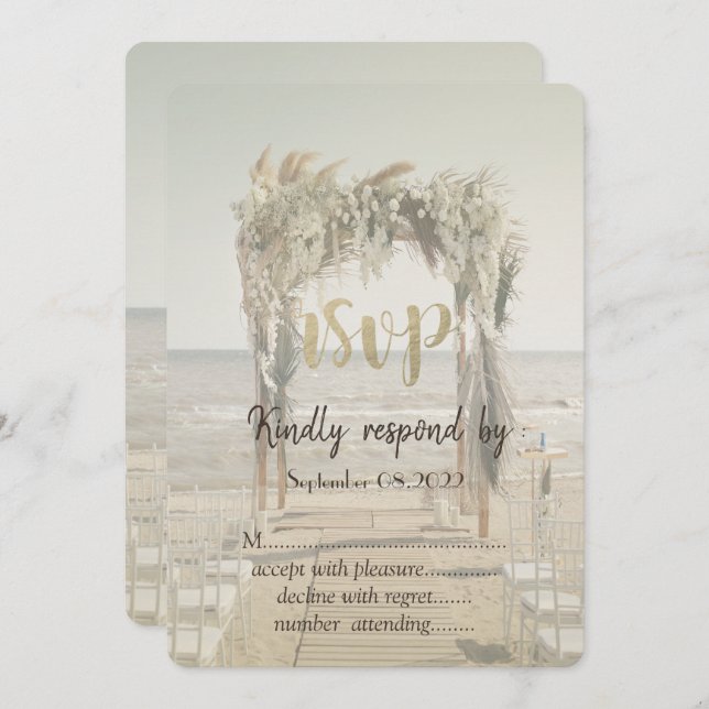Beach Wedding Floral Arch RSVP Invitation (Front/Back)