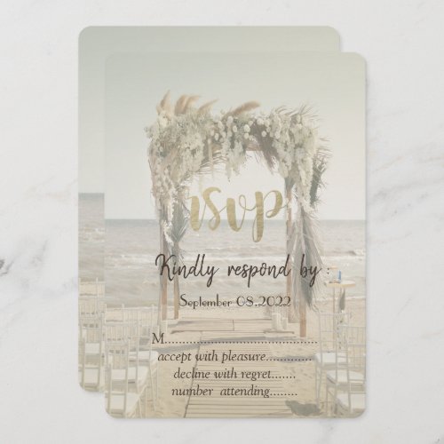 Beach Wedding Floral Arch RSVP Invitation