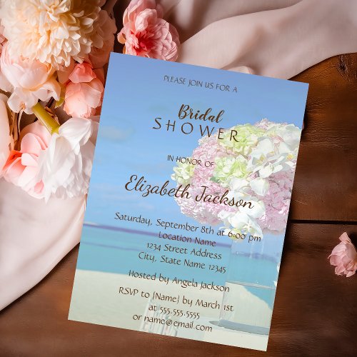 Beach Wedding Floral  Bridal Shower Invitation