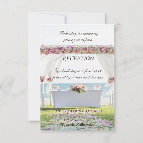 Beach  Wedding Floral  Reception Invitation