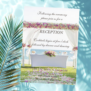 Beach Wedding Floral Reception Invitation