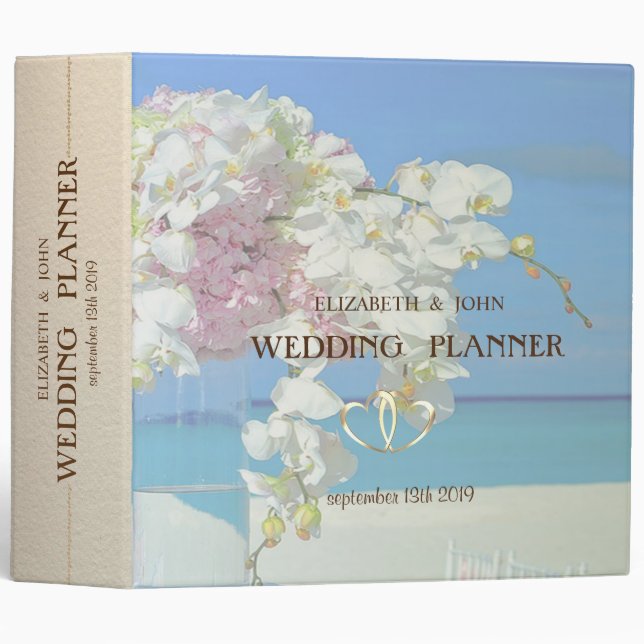 Beach Wedding Flowers 3 Ring Binder (Front/Spine)