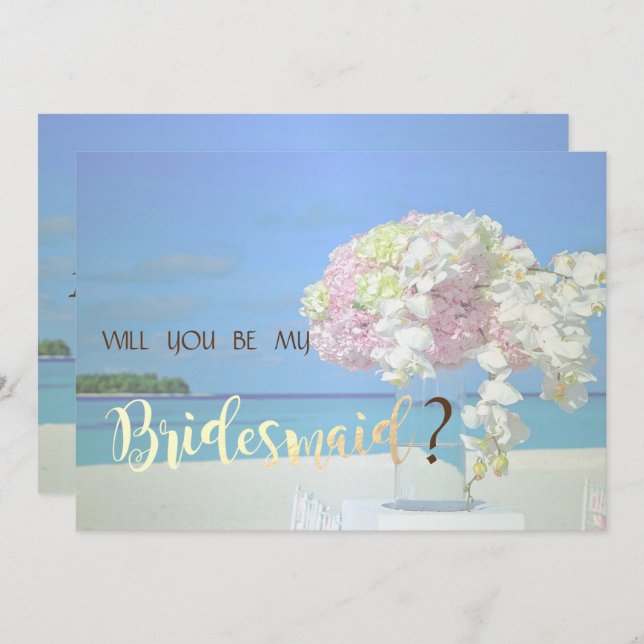 Beach Wedding Flowers Bridesmaid Card (Front/Back)
