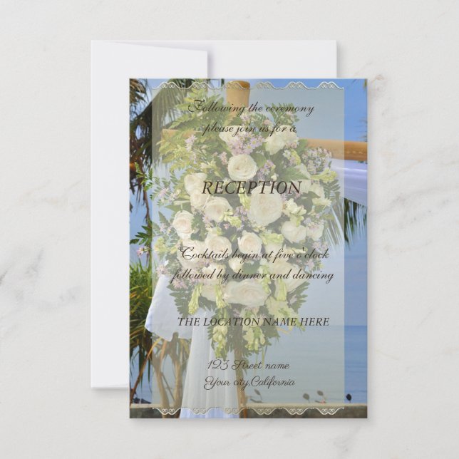 Beach  Wedding,Flowers Reception Invitation (Front)