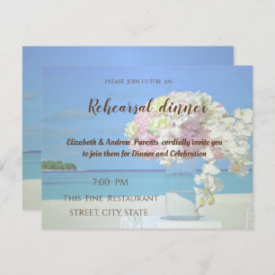 Beach Wedding Flowers Rehearsal Dinner Invitation