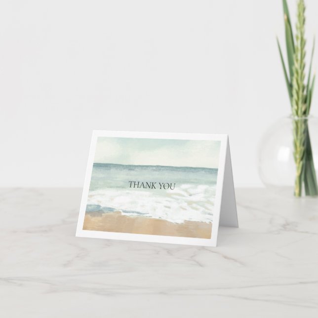 Beach Wedding Folded  Letterpress Thank You Card (Front)
