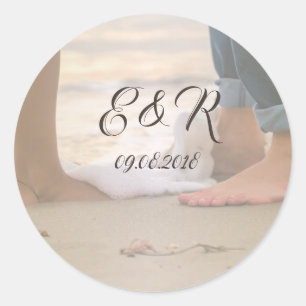 Beach  Wedding,Foots Classic Round Sticker