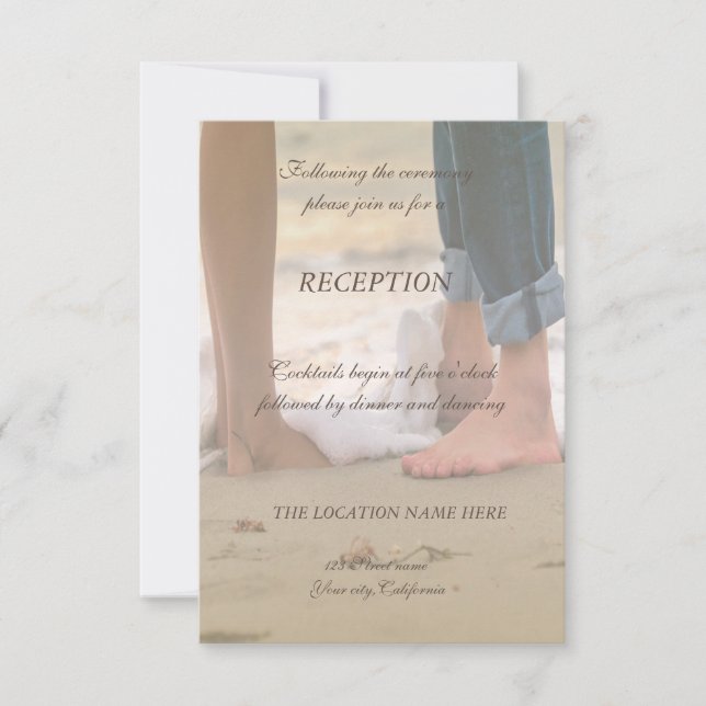 Beach  Wedding,Foots  Reception Invitation (Front)