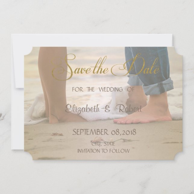 Beach Wedding,Foots  Save The Date (Front)
