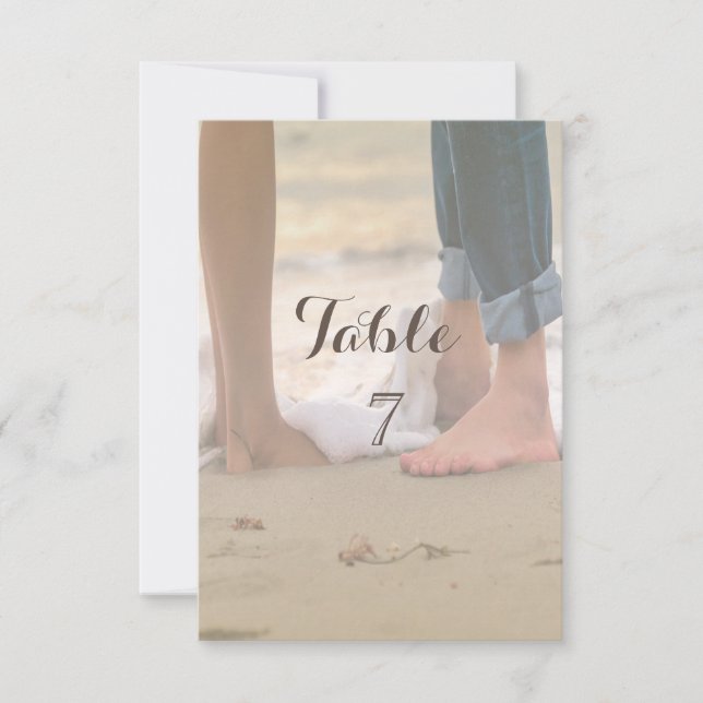 Beach Wedding ,Foots  Table Card (Front)