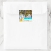 Beach Wedding for the Mr & Mrs | Personalize Square Sticker (Bag)