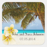 Beach Wedding for the Mr & Mrs | Personalize Square Sticker