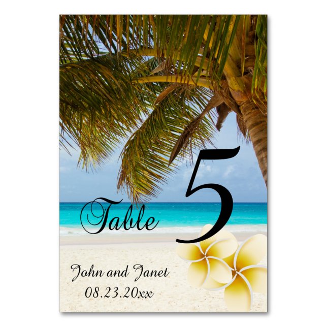 Beach Wedding for the Mr & Mrs | Personalize Table Number (Front)