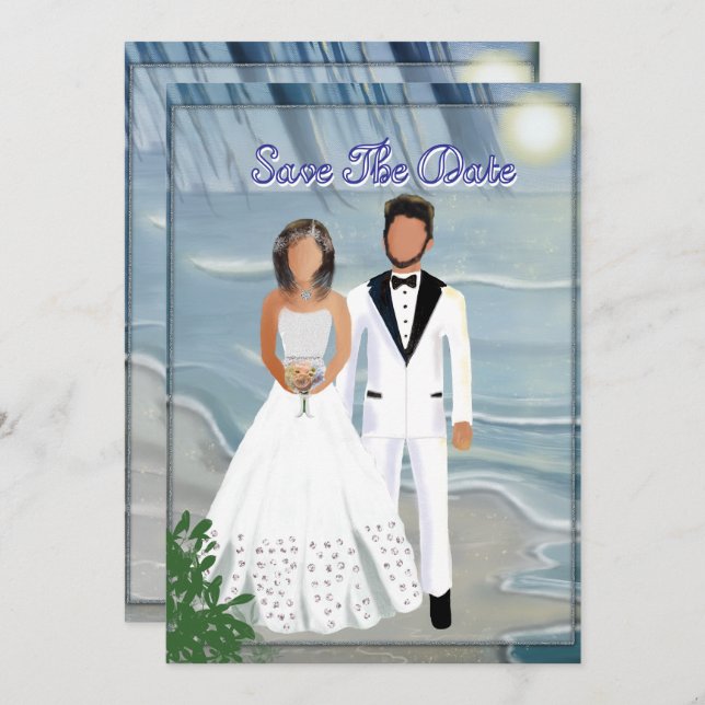 Beach Wedding Get Away Save The Date (Front/Back)