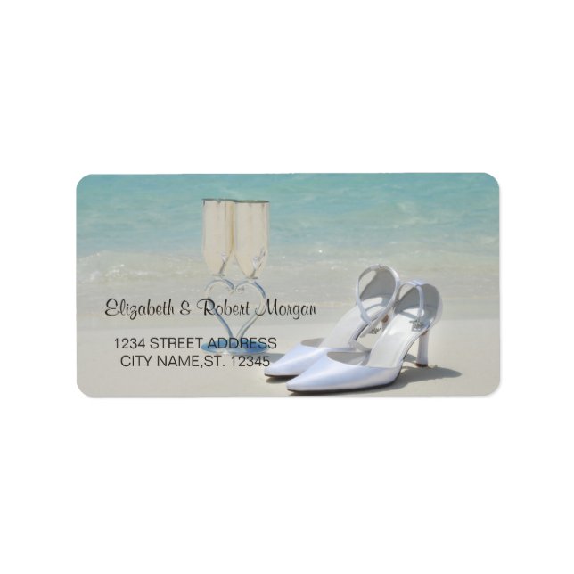 Beach Wedding,Glass,High Heels   Wedding Label (Front)