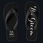 Beach Wedding Groom Flip Flops<br><div class="desc">Custom bride and groom beach wedding flip flops on black and white. Personalize it with your names and wedding date or customize it further if you wish to change the colors or to adjust the layout.</div>