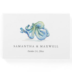 Beach Wedding Guest Book Watercolor Octopus