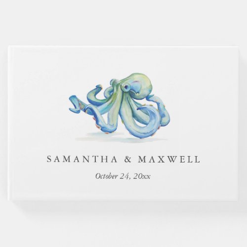 Beach Wedding Guest Book Watercolor Octopus