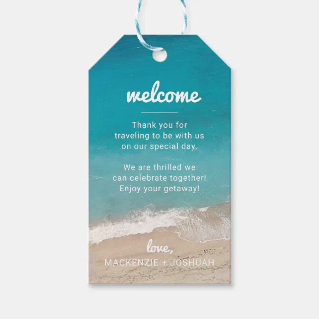 Beach Wedding Guest Thank You and Welcome Gift Tags | Zazzle