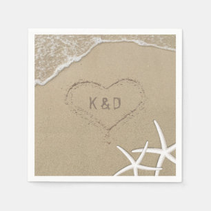 Beach Wedding Heart in the Sand Starfish Napkins