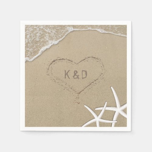 Beach Wedding Heart in the Sand Starfish Napkins