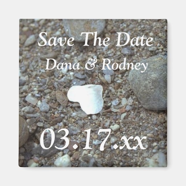 Beach Wedding Heart Photo Custom Save The Dates Ma Magnet (Front)