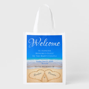 Beach Wedding Hearts in Sand Welcome Keepsake Bag
