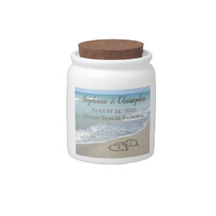 Beach Wedding Hearts in the Sand Elegant Candy Jar