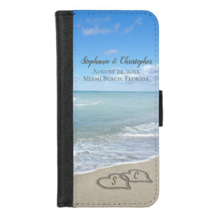 Beach Wedding Hearts in the Sand Elegant iPhone 8/7 Wallet Case