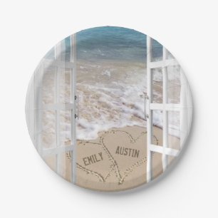 Beach Wedding Hearts in Window Paper Plates