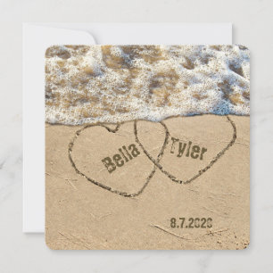 Beach Wedding Hearts Invitation