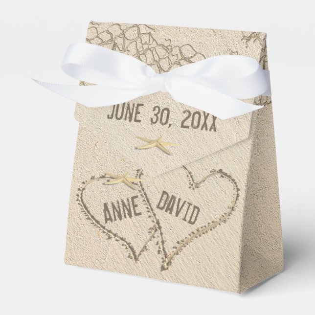 Beach Wedding Hearts with Quote Favor Boxes (Front Side)