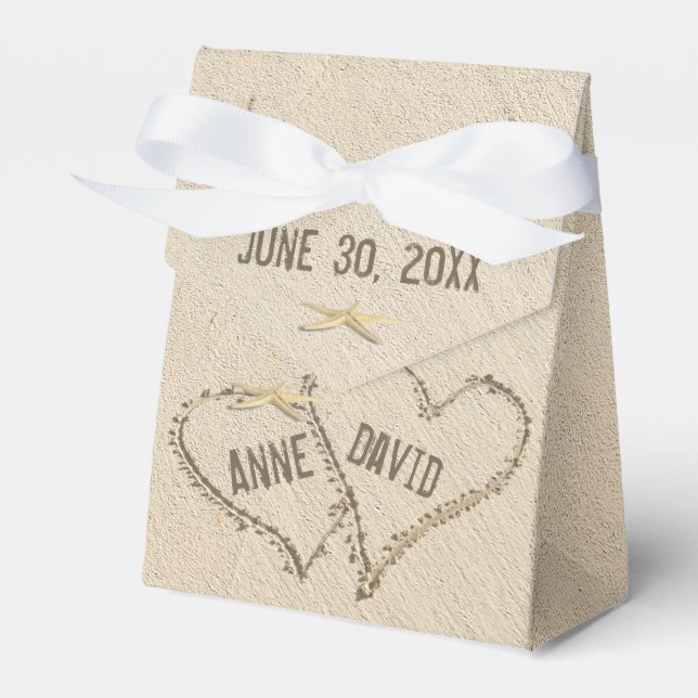 Beach Wedding Hearts with Starfish Favor Boxes (Front Side)