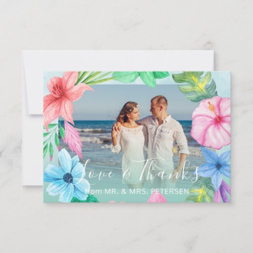 Beach wedding hibiscus tropical PHOTO thank you