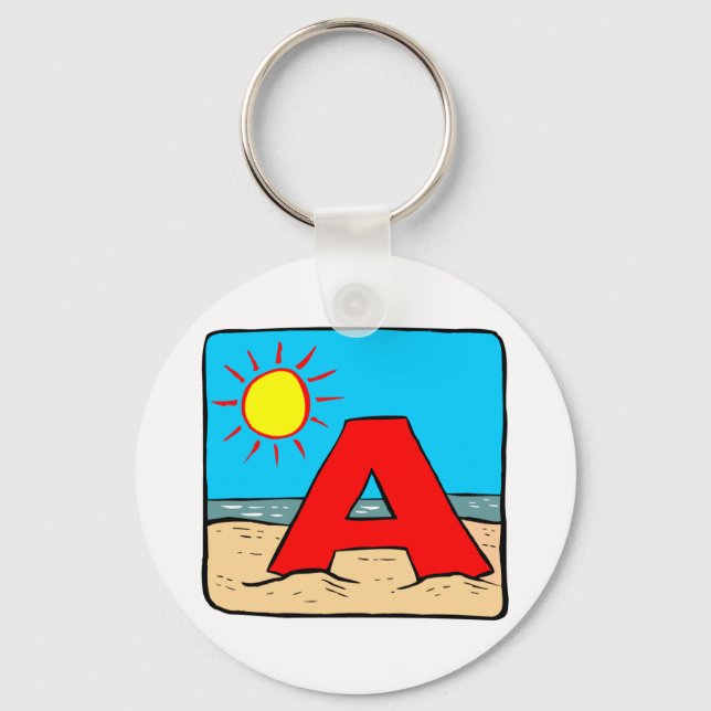 Beach Wedding Ideas Letter A Keychain (Front)