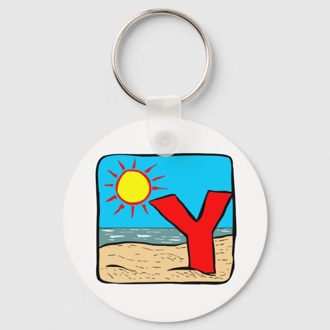 Beach Wedding Ideas Letter Y Keychain (Front)